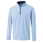 DTWOOO Mens Solid Quarter Zip Golf Pullover Men Solid Performance Long Sleeve Wicking Mock Neck Mens Athletic Sweatshirts