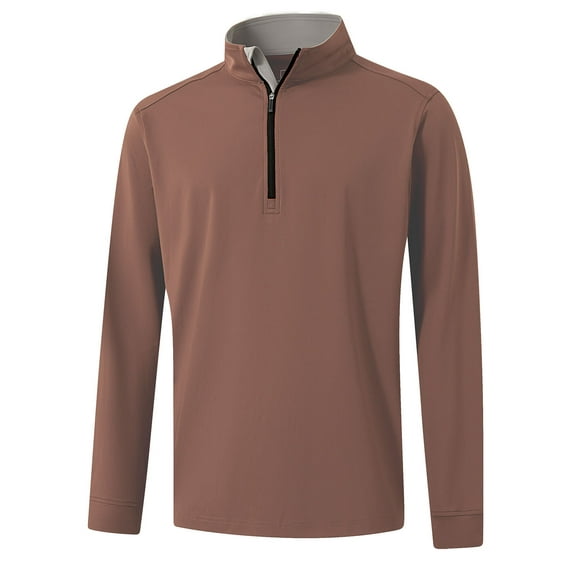 DTWOOO Men's Solid Quarter Zip Golf Pullover Men Solid Performance Long Sleeve Wicking Mock Neck Mens Athletic Sweatshirts