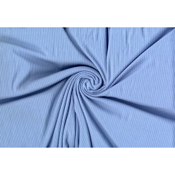 DTY Brushed Rib 4x2 Nile Knit DBP Solid Fabric - Stretch Fabric, Soft Fabric (CHAMBRAY, ByYard)