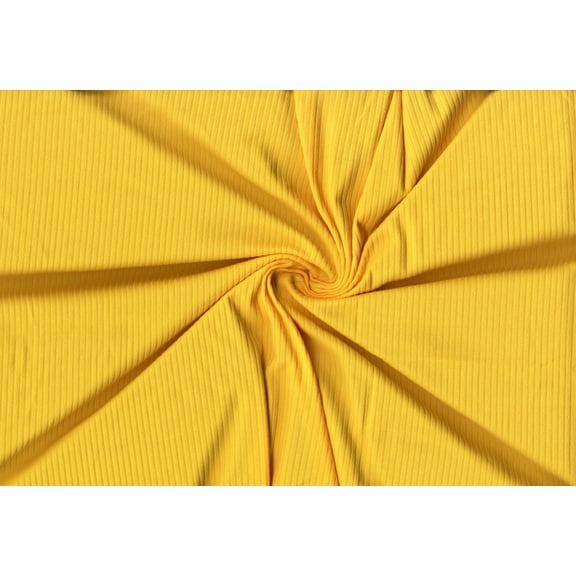 DTY Brushed Rib 4x2 Nile Knit DBP Solid Fabric - Stretch Fabric, Soft Fabric (YELLOW, ByYard)