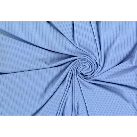 DTY Brushed Rib 8 x 5 Ganges Knit DBP Solid Fabric - Stretchy Soft Sewing Fabric (CHAMBRAY, ByYard)