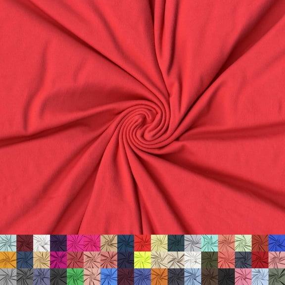 LitLook DTY Double Brushed Knit Fabric by the Yard - 180GSM 4-Way Stretch Polyester Spandex Fabric for Leggings, Dresses, Yoga Wear, Pajamas & More - Atomic Coral