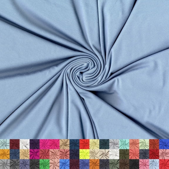 DTY Double Brushed Knit Fabric - Soft Stretch Apparel (CHAMBRAY, ByYard)