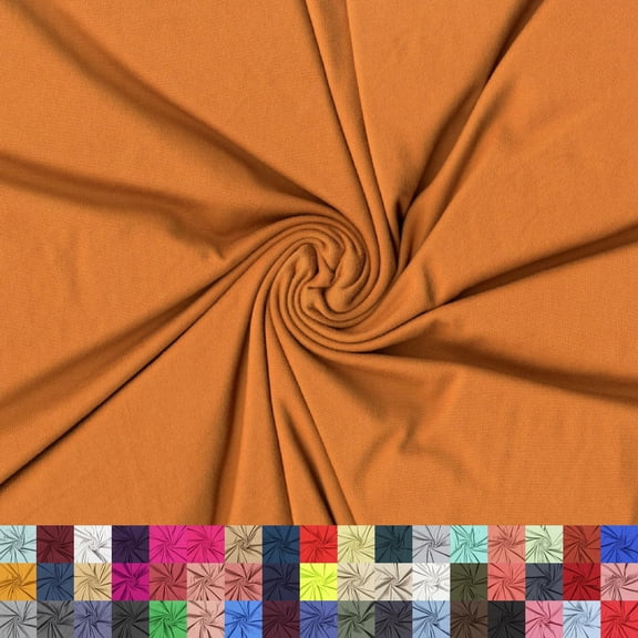 LitLook DTY Double Brushed Knit Fabric by the Yard - 180GSM 4-Way Stretch Polyester Spandex Fabric for Leggings, Dresses, Yoga Wear, Pajamas & More - Copper