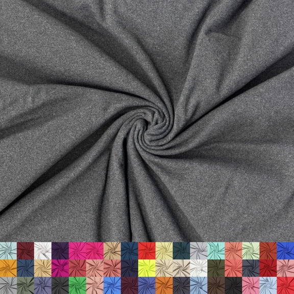 LitLook DTY Double Brushed Knit Fabric by the Yard - 180GSM 4-Way Stretch Polyester Spandex Fabric for Leggings, Dresses, Yoga Wear, Pajamas & More - Heather Grey
