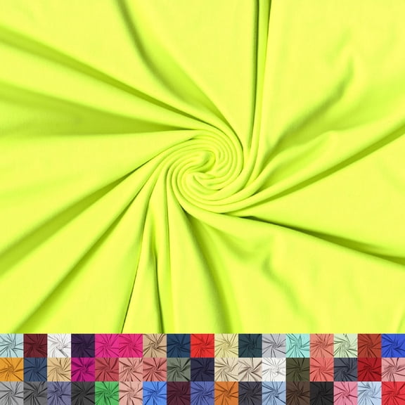 LitLook DTY Double Brushed Knit Fabric by the Yard - 180GSM 4-Way Stretch Polyester Spandex Fabric for Leggings, Dresses, Yoga Wear, Pajamas & More - Neon Yellow