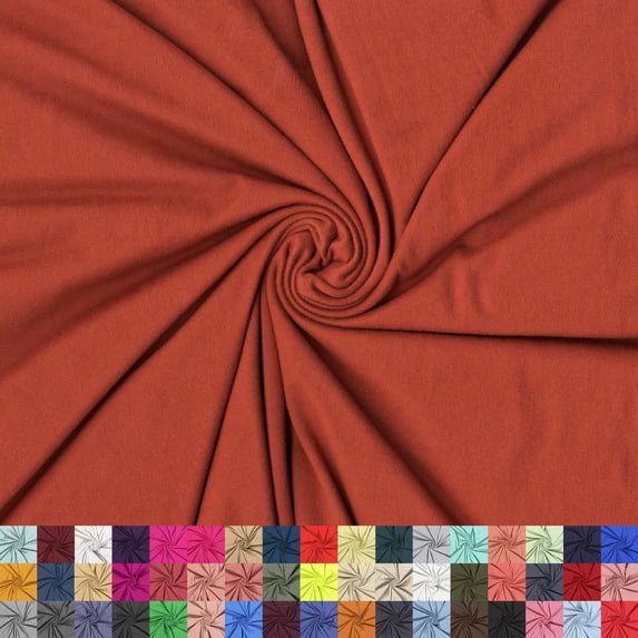 LitLook DTY Double Brushed Knit Fabric by the Yard - 180GSM 4-Way Stretch Polyester Spandex Fabric for Leggings, Dresses, Yoga Wear, Pajamas & More - Rust