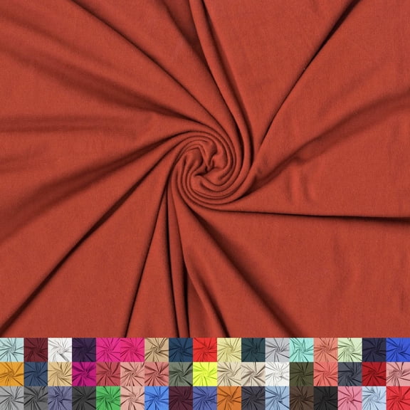 LitLook DTY Double Brushed Knit Fabric by the Yard - 180GSM 4-Way Stretch Polyester Spandex Fabric for Leggings, Dresses, Yoga Wear, Pajamas & More - Rust