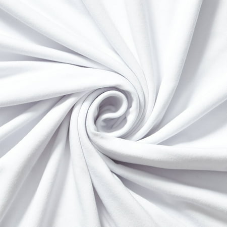 DTY Double-Sided Brushed Fabric 4 Way Stretch Jersey Knit Apparel 58/60" Wide Sold BTY Many Color (White)