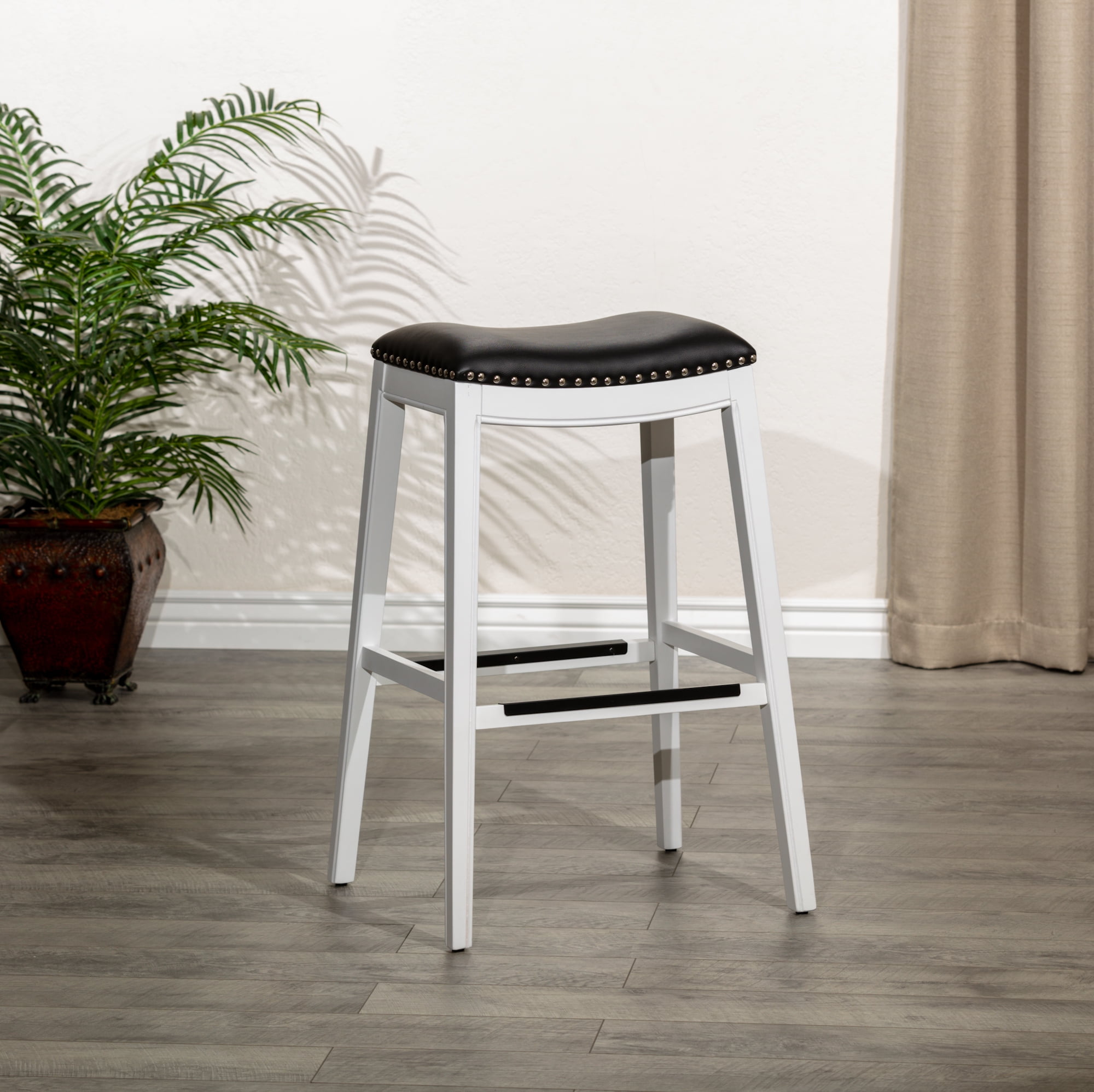 DTY Indoor Living Durango 30" Bar Height Saddle Stool, White Finish