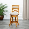 thumbnail image 1 of DTY Indoor Living Meeker 24" Counter Height X-Back Swivel Stool, Natural, Beige Fabric, 1 of 11