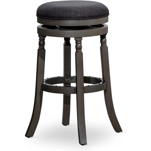 DTY Indoor Living Palmer Lake Swivel Stool, 30” Bar Height, Weathered Gray, Charcoal Seat