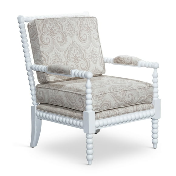 DTY Indoor Living Silverthorne Spindle Chair White/Taupe Paisley