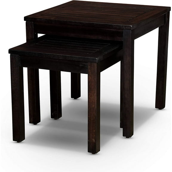 DTY Outdoor Living Longs Peak 2-Piece Eucalyptus Nesting Tables Set - Espresso Finish
