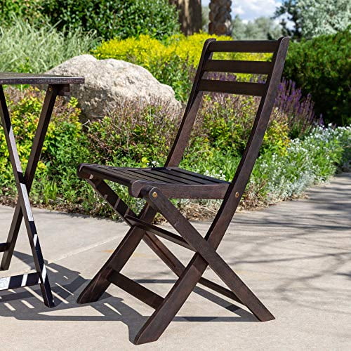 Espresso Eucalyptus 3-Piece Folding Bistro Set with Round Table