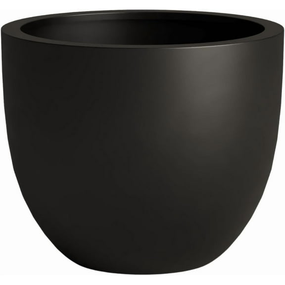 DTY Signature Mount Belford Lightweight and Durable Modern Fiberstone Egg Shaped Planter for Indoor Outdoor Drainage Hole & Rubber Plug Weather Resistant 12" H x 15" Dia, 12.8" Opening