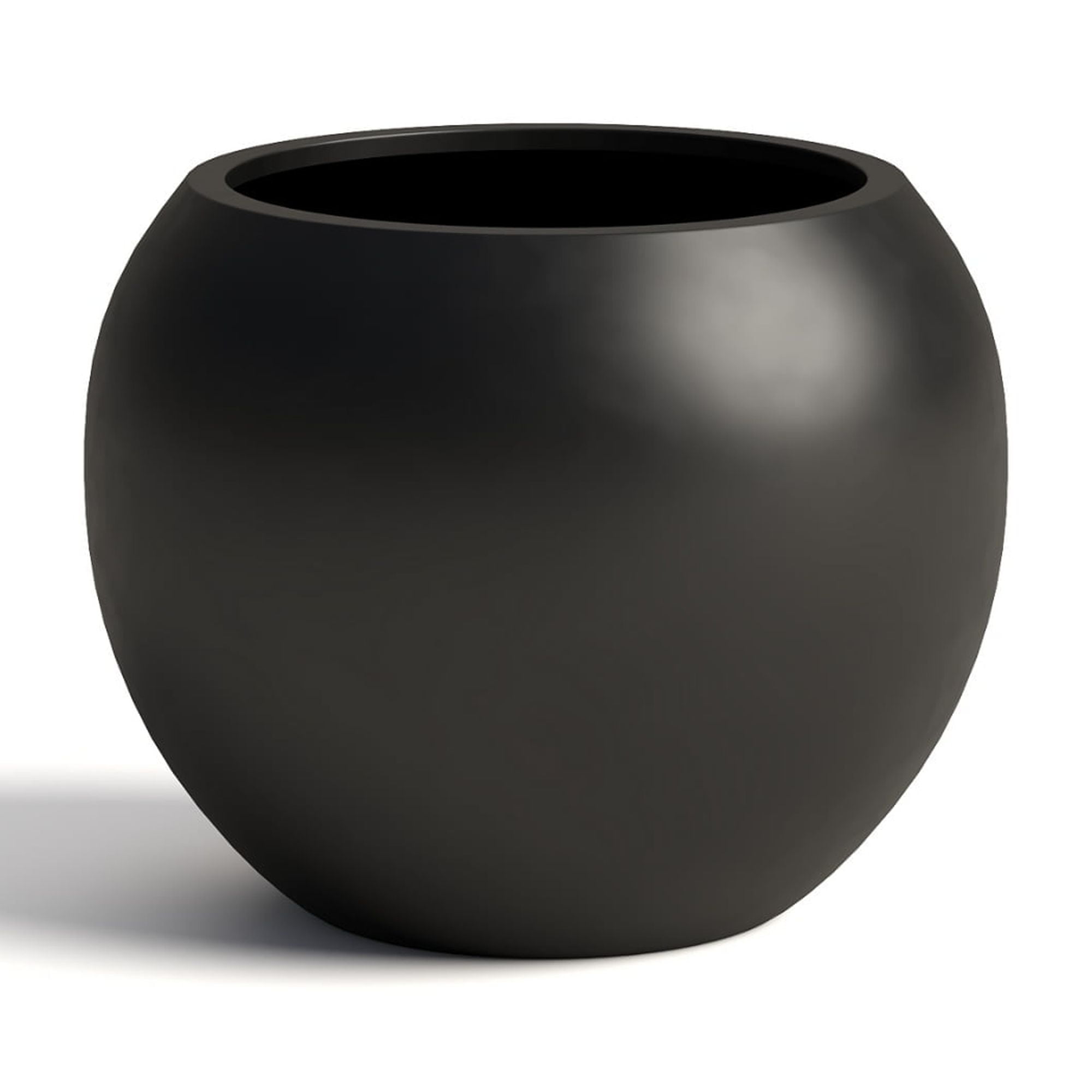 Small Black Fiberstone Sphere Planter for Indoor/Outdoor Use