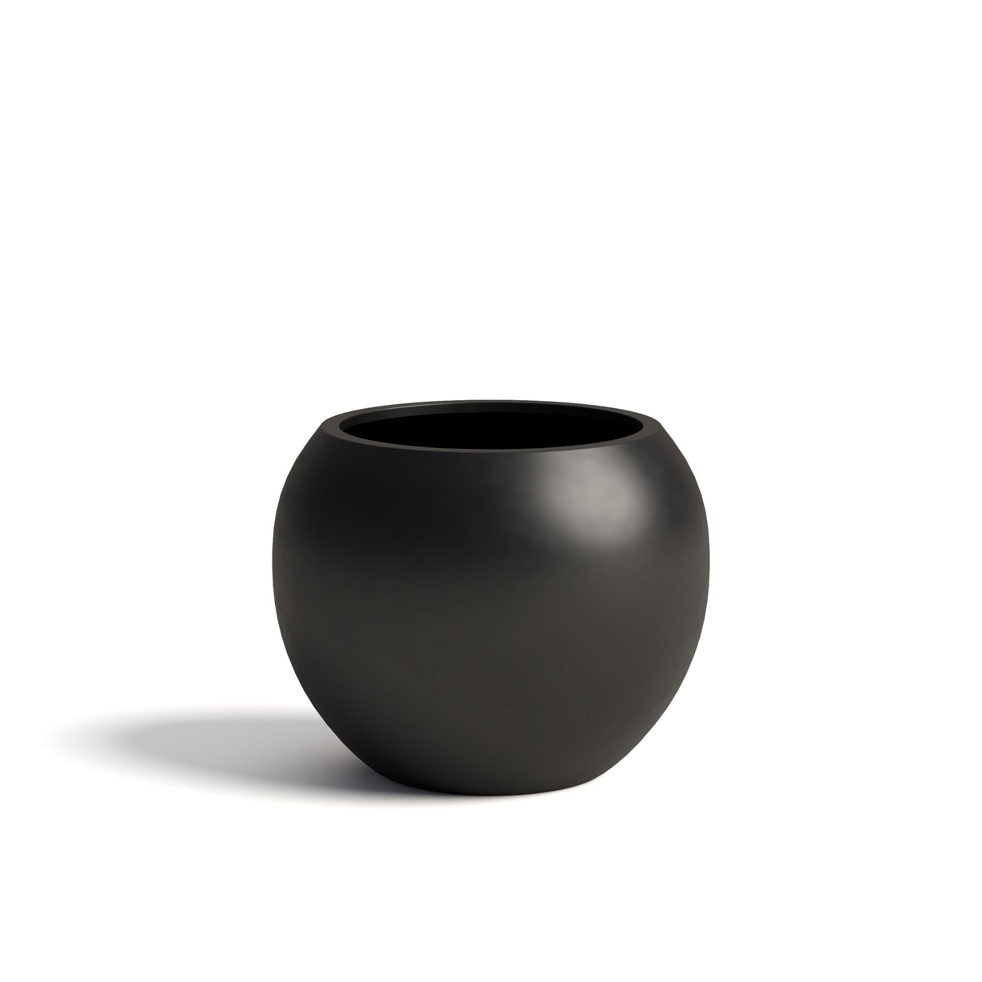 Small Black Fiberstone Sphere Planter for Indoor/Outdoor Use