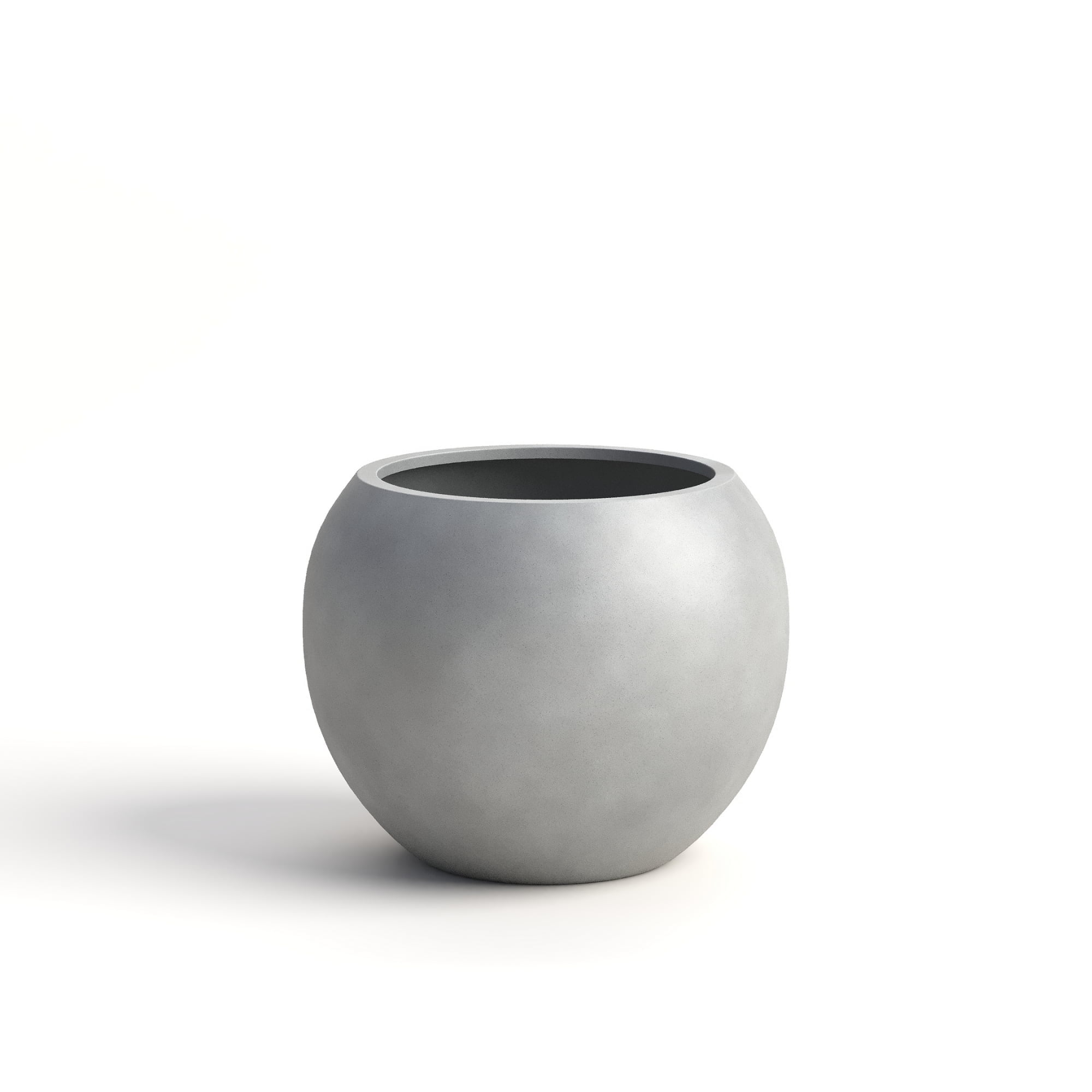 Small Gray Fiberstone Sphere Planter for Indoor/Outdoor Use