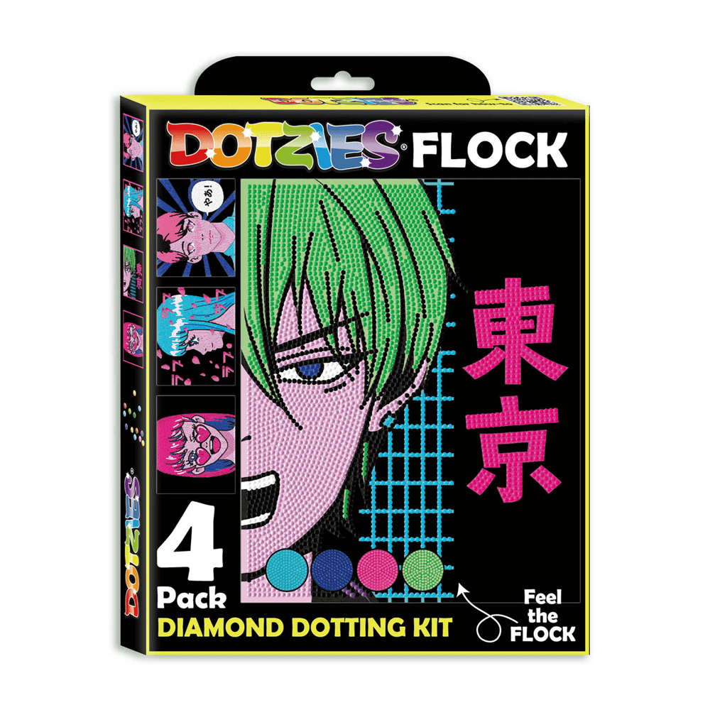 Diamond Dotz Neon Flock Anime Diamond Painting Kits for Adults - Colorful Diamond Art Kits a Relaxing Creative Craft Kit with Dotz Gems 10x8