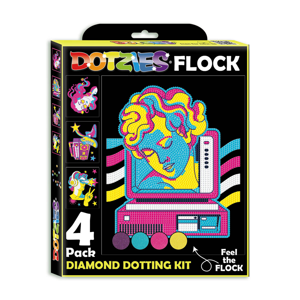 Diamond Dotz Neon Flock Retro Classic Diamond Painting Kits for Adults - Colorful Diamond Art Kits a Relaxing Creative Craft Kit with Dotz Gems 10x8