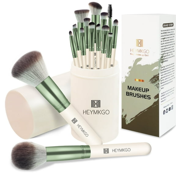 DUAIU 15-Piece Professional Makeup Brush Set - Premium Synthetic Foundation, Blush, Eyeshadow, Concealer & Lip Brushes Kit with Travel Bucket for Face & Eye Makeup Application