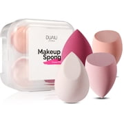DUAIU 4 Pcs Dry and Wet Use Makeup Sponge Set Foundation Blending Sponge, Flawless for Liquid, Cream, and Powder, Multicolor Makeup Sponges with Storage Box - Xmas Gift