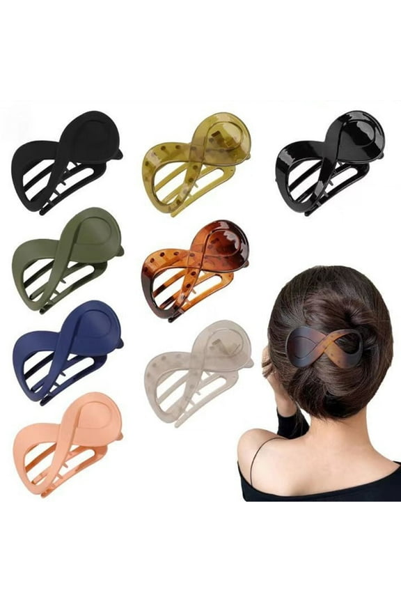 8Pcs Hair Claw Clips,8 Shape Acrylic Curved Hair Claw Clips Thick Hair Flat Alligator Hair Clips Strong Grip Hair Banana Barrettes for Styling Hair Accessories for Women and Girls