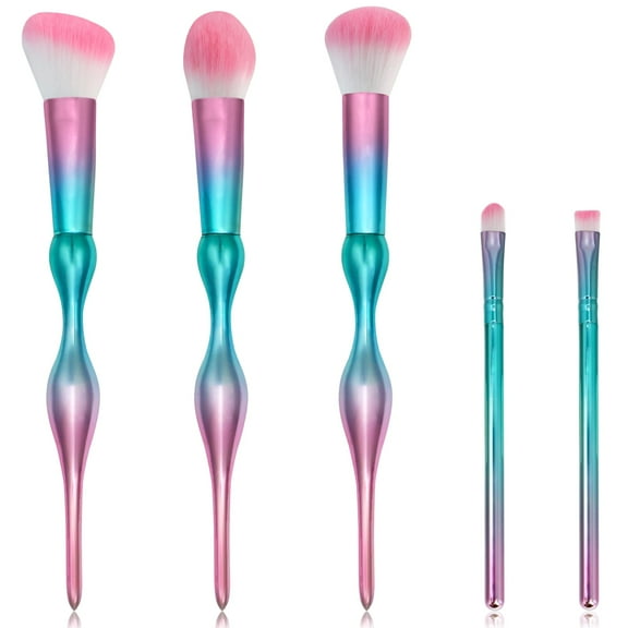 DUAIU 5Pcs Flower Shape Handle Makeup Brush - Makeup Brush Set High Quality Synthetic Foundation Brush Blending Powder Blush Concealer Eyeshadow Makeup Brush Set