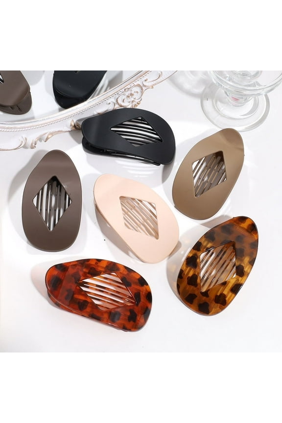 6-Piece Hair Clips Set - Large Flat & Oval Claw Clips for Women/Girls | Non-Slip Strong Hold Barrettes for Thick/Medium/Thin Hair | Duck Bill Neutral Color Hair Accessories