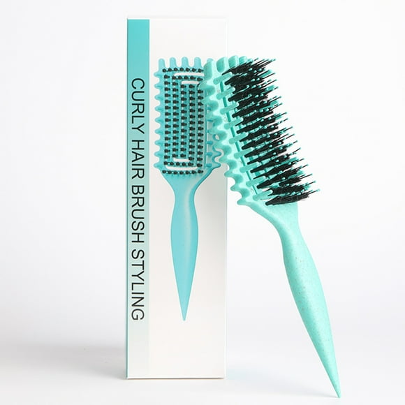 DUAIU Curl Defining Brush,Curly Hair Brush,Vented Hair Brush for Detangling, Shaping and Defining Curls For Women and Men Less Pulling (Green)