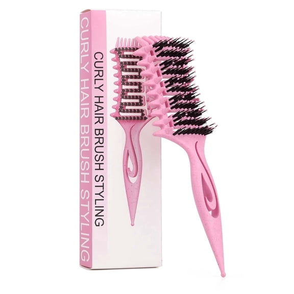 DUAIU Curl Defining Brush,Curly Hair Brush,Vented Hair Brush for Detangling, Shaping and Defining Curls For Women and Men Less Pulling (Pink)