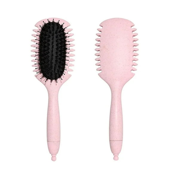 DUAIU Curls Define Styling Brush Boar Bristle Tangled Hair Comb Detangling Hair Brush Women Wet Curly Hair Combs Barber Styling Tools,Pink