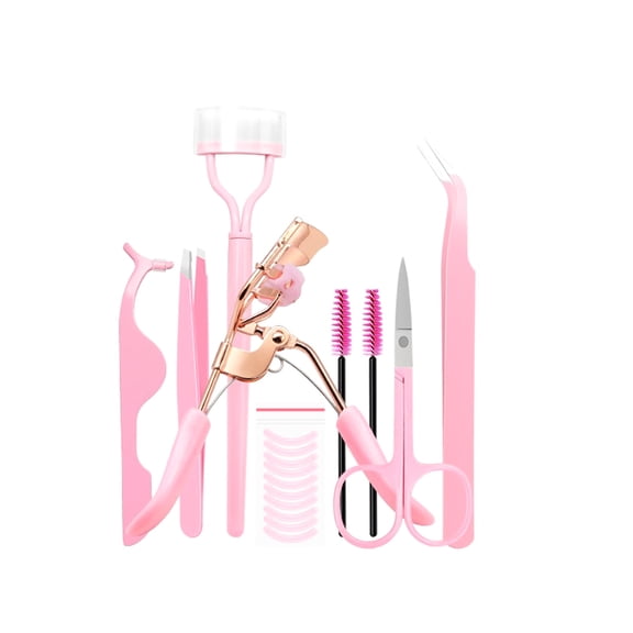 DUAIU Eyelash Curler Kit, 9 in 1 Lash Curler Kit, Eyelash Comb Eyelash Extension Tweezers Eyebrow Brush and Comb with 6 Extra Replacement Refill Pads Eyelash Applicator Makeup Tool