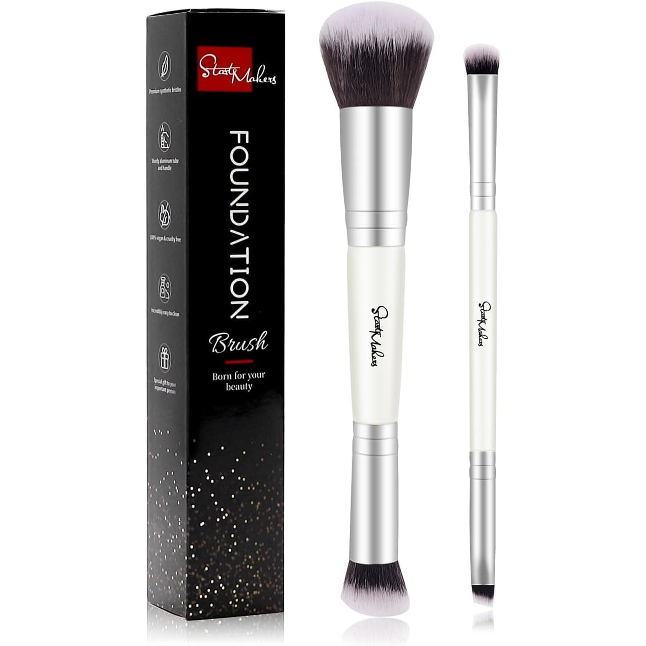 DUAIU Foundation Brush 2 pcs Dualended 2in1 Kabuki Makeup Brushes Blush Brush Eye Shadow