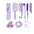 thumbnail image 1 of DUAIU Hair Brush Set, 12PCS Hair Brushes and Hair Combs for Women, Vented Deangler Brush Slick Back Brush Wide Tooth Comb Spray Bottles Hair Styling Tools (PURPLE), 1 of 8