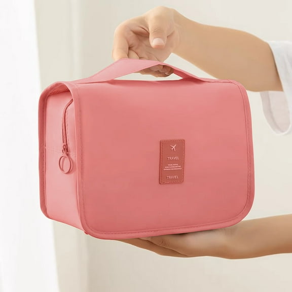 DUAIU Hanging Travel Toiletry Bag, Makeup Cosmetic Bag, Bathroom Shower Bag Waterproof, Pink