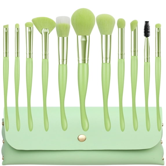 DUAIU Makeup Brush 11PCS Green Seaseahandle Professional Makeup Brush Set Foundation Brush Mix Powder Blush Concealer Eye Brush Set with PU Leather Storage Bag