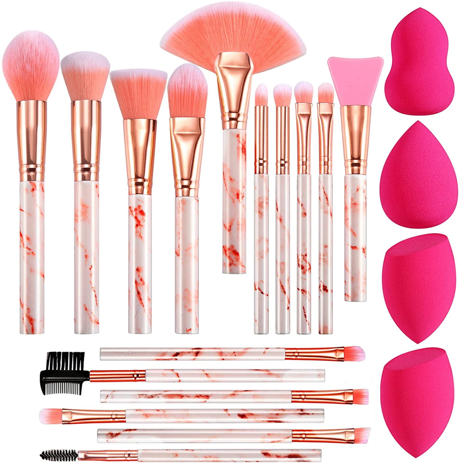 DUAIU 16PCS Professional Makeup Brushes Set, Marble Handle