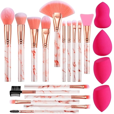 DUAIU Makeup Brushes 16PCS Professional Makeup Brushes Set with 4PCs Makeup Sponge Foundation Brush Eyeshadow Brush Lip Brush Set Make Up Tool