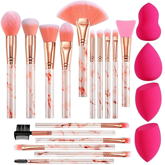 DUAIU Makeup Brushes 16PCS Professional Makeup Brushes Set with 4PCs Makeup Sponge Foundation Brush Eyeshadow Brush Lip Brush Set Make Up Tool