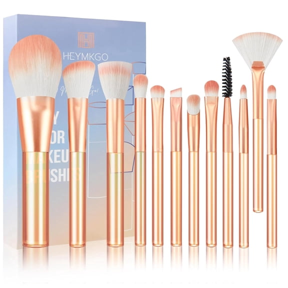 DUAIU Makeup Brushes Set, 12PCS Mini Makeup Brush Travel Foundation Eyeshadow Concealers Contouring Blending Brushes Professional Synthetic Bristles Make Up Brushes (Orange)