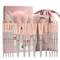 thumbnail image 1 of DUAIU 15-Piece Makeup Brush Set - Premium Synthetic Kabuki & Face Brushes | For Liquid/Powder, Buffing & Contouring | Travel Pouch Included (Pink), 1 of 7