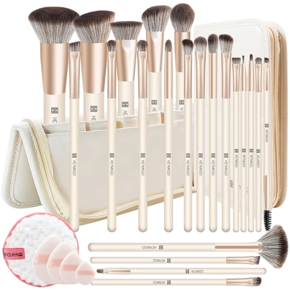 HEYMKGO Makeup Brushes with Bag 22Pcs Makeup Brush Set Kabuki Foundation Blending Brush Face Powder Blush Concealer Eyeshadows with Case