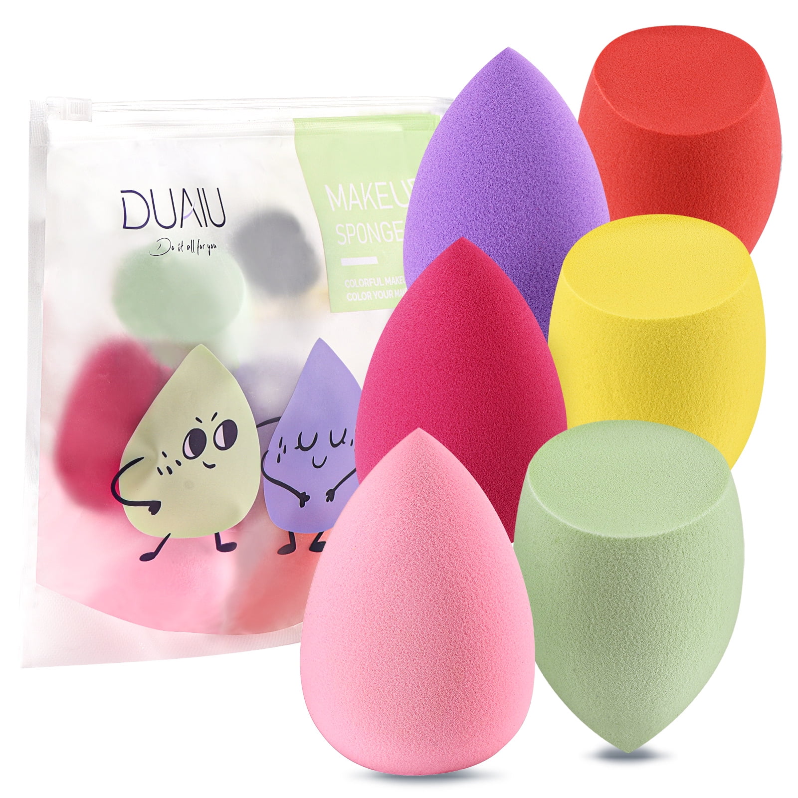 DUAIU Makeup Sponge Set 6PCS Multicolored Blenders Beauty NonLatex