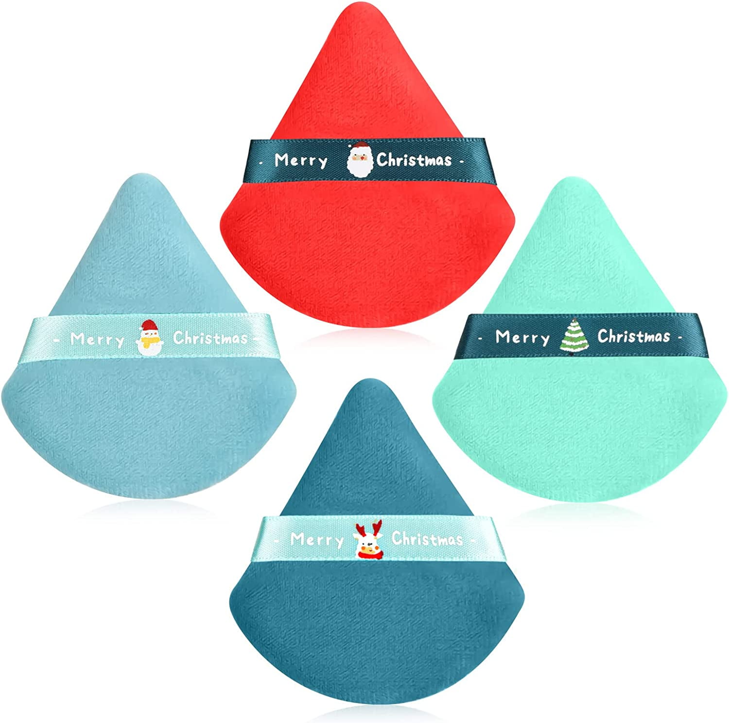 DUAIU Powder Puff 4 Pcs Christmas Makeup Sponge Puff Triangle Powder