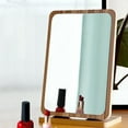 thumbnail image 1 of DUAIU Rectangular Makeup Mirror - Wood Framed Desktop Vanity Mirror with 90° Rotation, Compact Standing Tabletop Mirror for Bathroom, Bedroom & Dressing Table (Rectangle Design), 1 of 4