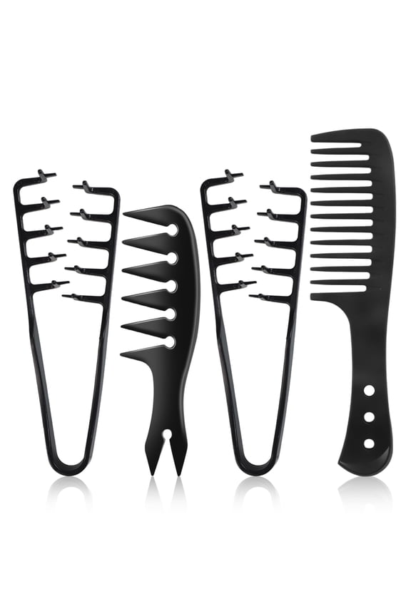 Texture Comb Set for Volumizing & Styling,Wide Tooth Comb for Curly Hair Men & Women, Anti-Frizz Root Lifting Styling Tool (Black)