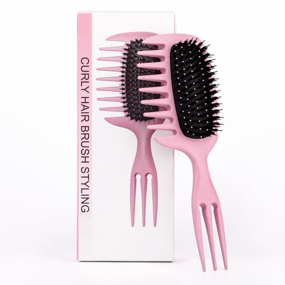 DUAIU Curl Defining Brush,Ultimate Massaging Comb for Tangle-Free Styling, Fringe Brush, Curling & Volume Control (Pink)