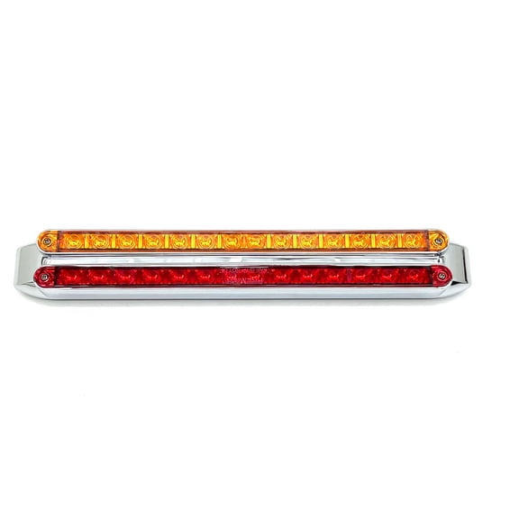 DUAL 14 LED 12" LIGHT BARS - AMBER & RED LED/AMBER & RED LENS